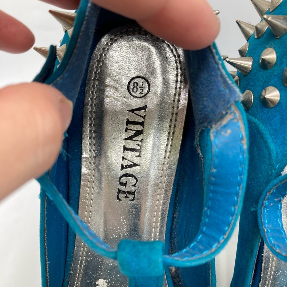 Vintage Blue Studded Heels Size 8.5 - Picture 7 of 10